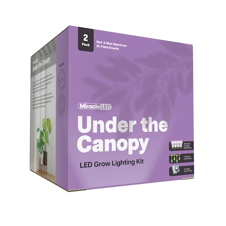Miracle Led 4-Socket Under the Canopy Red & Blue Grow Light Kit - 9W Replace 100W Grow Bulbs w/Timer, 2PK 801443
